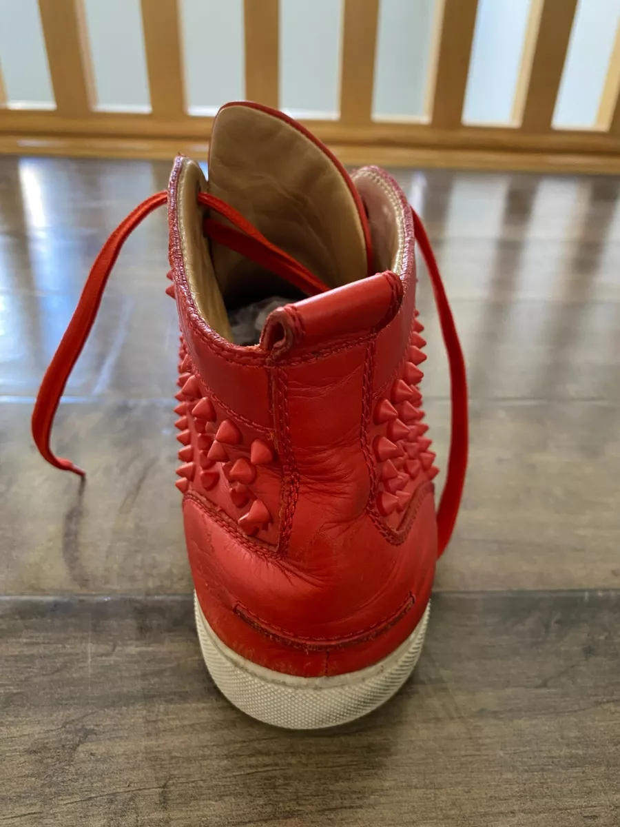 1 SHOE NOT A PAIR* Christian Louboutin Mens Spike Red High Top Sneaker 43  US 10