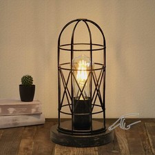 Industrial Table Lamp Small Touch Lamp with Rustic Cage Vintage Bedside Lamp ...