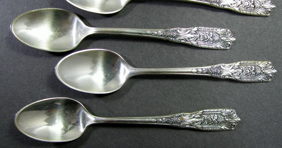 Juego de 6 cucharas Demitasse Westmorland Milburn rosa plata esterlina ¡Sin monogramas! Foto 2 de 4