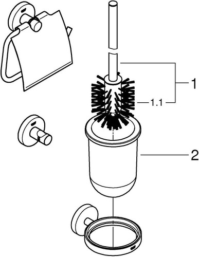 GROHE Quick Fix Set Accessori Bagno 3 in 1 Porta Rotolo WC Gancio Spazzola - Foto 3 di 6