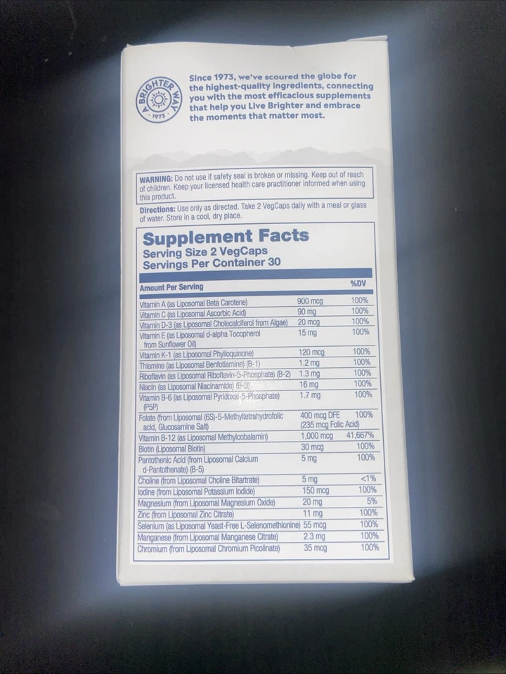 Multivitamínico liposomal de alta potencia Solaray para hombre 60 cápsulas Foto 2 de 4