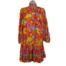 Emily Mccarthy Floral Long Sleeve Dress Tiered Hem Multicolor Small 318 New Emily Mccarthy Floral Long Sleeve Dress Tiered Hem Multicolor Small 318 New