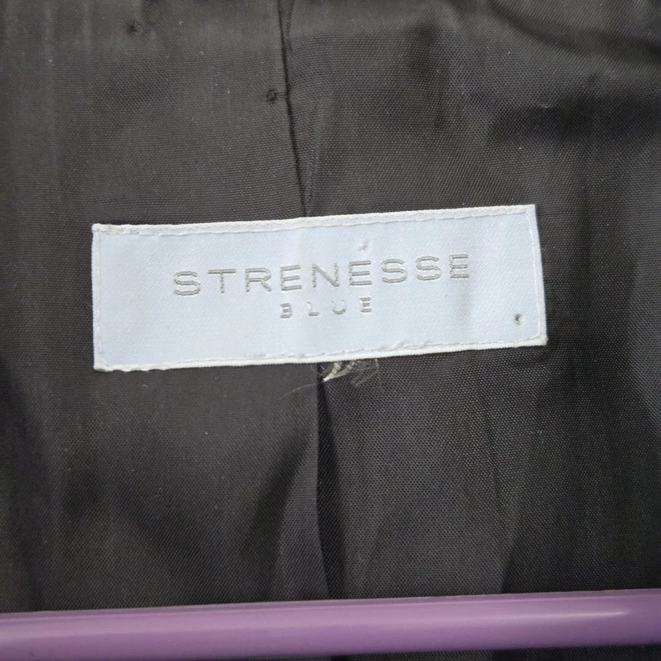 Abrigo Chaqueta Blazer STRENESSE Negro Para Mujer Talla 10 US LANA Chal Solapa Foto 3 de 4