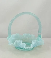 Fenton 4833 TG 1996 Historic Collection Opaline Diamond Lace 6" Basket NOB