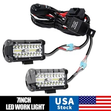 2x 7inch LED Work Light Bar Flood Spot DRL Fog Lamp Offroad Driving Truck + Wire