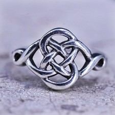 Size 6.5, vintage Sterling silver handmade ring, irish celtic knot 925 band