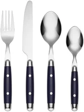 Flatware Set Service Blue Stainless Steel
