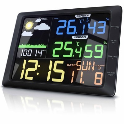Bearware Funk Wetterstation mit Farbdisplay + Sensor- Innen Außentemperatur uvm.