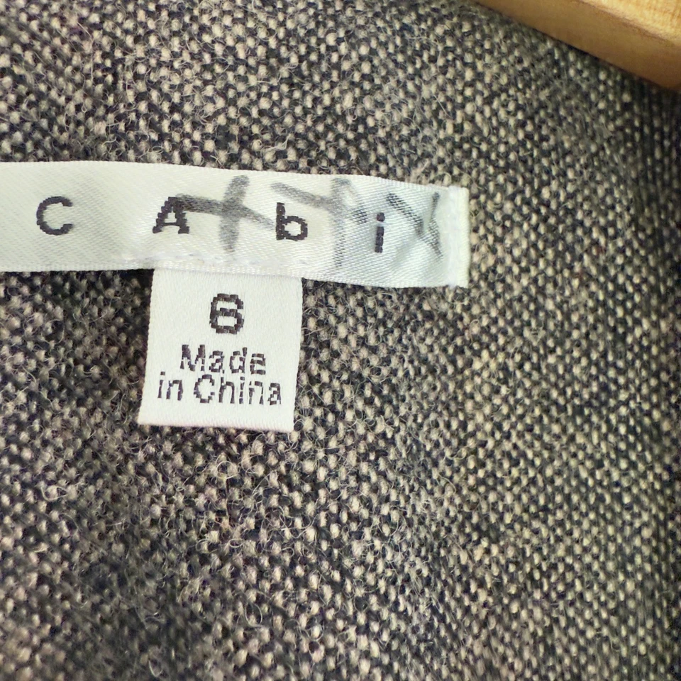 Abrigo Cabi Mezcla Lana Mujer 6 Marrón Tweed Manga 3/4 Años 2000 Academia Botón Delantero Foto 3 de 4