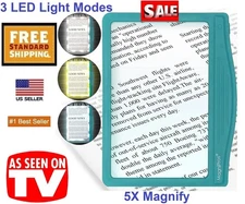 Magnipros 5X Page Magnifying Glass 3 Lighting Modes Reading & Low Vision Seniors