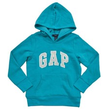 Gap Girls Kids Pullover Hoodie Logo Sweatshirt Fleece Lined Casual Blue Xs S Nwt