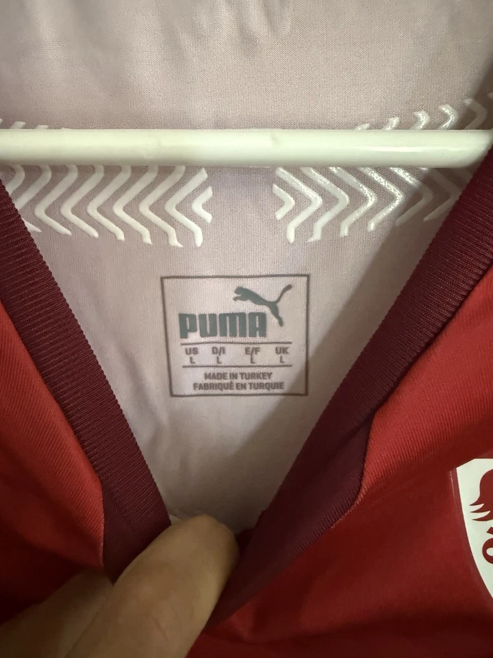 Puma VfB Stuttgart Germany Away Player Specs Soccer Jersey ACTV Red Vintage - Image 2 of 4