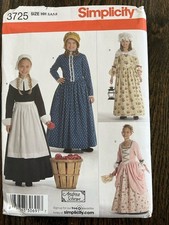 Simplicity 3725 Pioneer Prairie Dress Pattern Sz 3  4-5-6 Colonial Costume