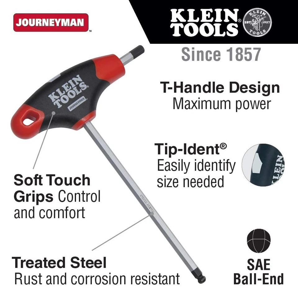 Klein Tools 12 Inch Black T Handle Wrench Set Hex Keys for Maximum Power - Image 2 of 2