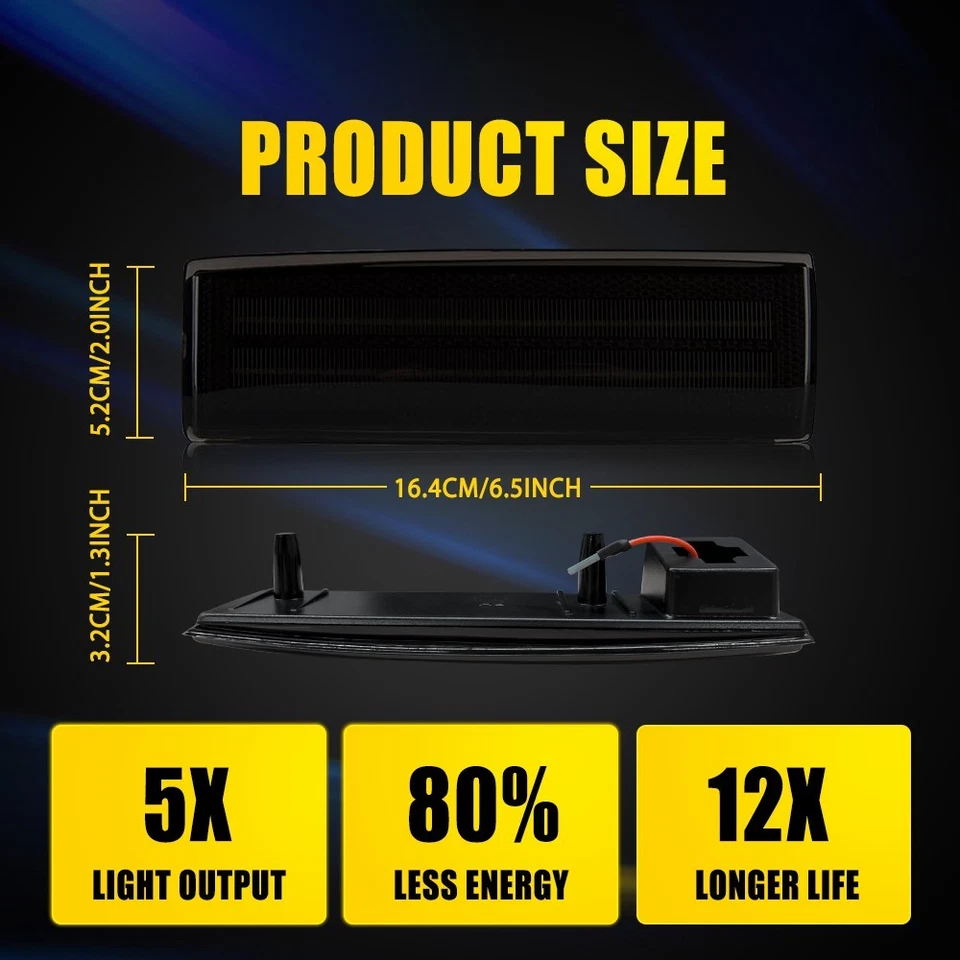 烟熏镜头白色 LED 标记侧灯适用于 1991 - 94 Oldsmobile Bravada 底座 — 第 3/4 张图片