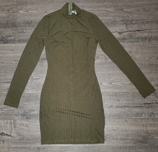 Princess Polly Size 4 Kehlanae Mini Dress Ribbed Bodycon Olive Stretch