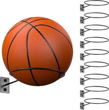 8 Pcs Wall Mounted Basketball Holder Soccer Ball Shelf Display Rack Stand