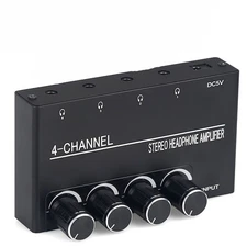 Headphone Amplifier 4 Channel 3.5/6.35MM Stereo Amplifier Mini Earphone Splitte