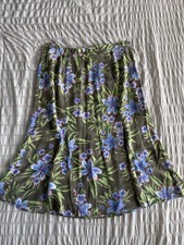 Sag Harbor Women's Brown and Green Floral A-Line Midi Skirt 16