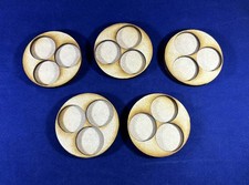 60mm Round Base Trays x5 for 3 figures 25mm Holes Bolt Action FAST FREE SHIPPING
