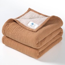 Muslin Baby Blanket Neutral 100 Cotton Reversible Lightweight 47x47 Inch