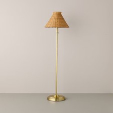 Brass with Rattan Shade Floor Lamp - Hearth &...