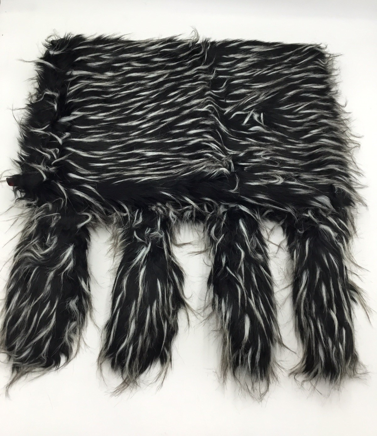 Adrienne Landau Faux Fur Wrap with Tails, Black Ostrich, Size 22''X68''