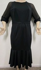 Sein Curve Women's Plus Size Dress Black Buttom Ruffle 3/4 Sleeve Size 4XL