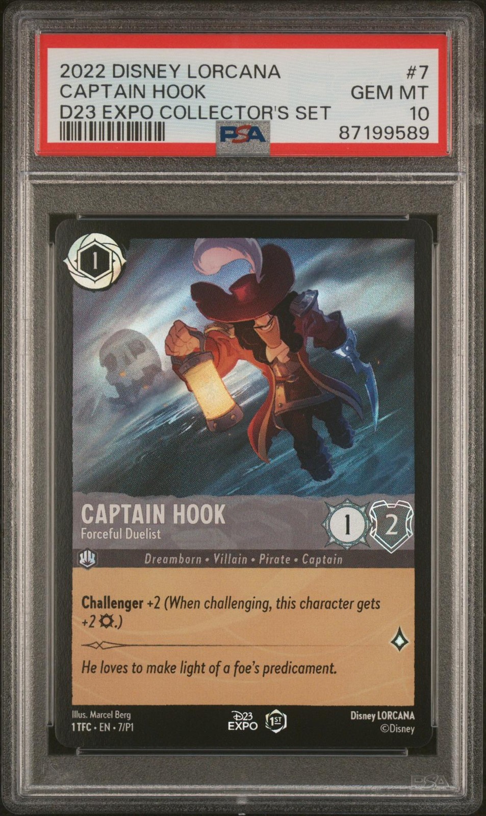 Disney Lorcana 7/P1 2022 D23 Expo Captain Hook Forceful Duelist PSA 10 GEM MINT
