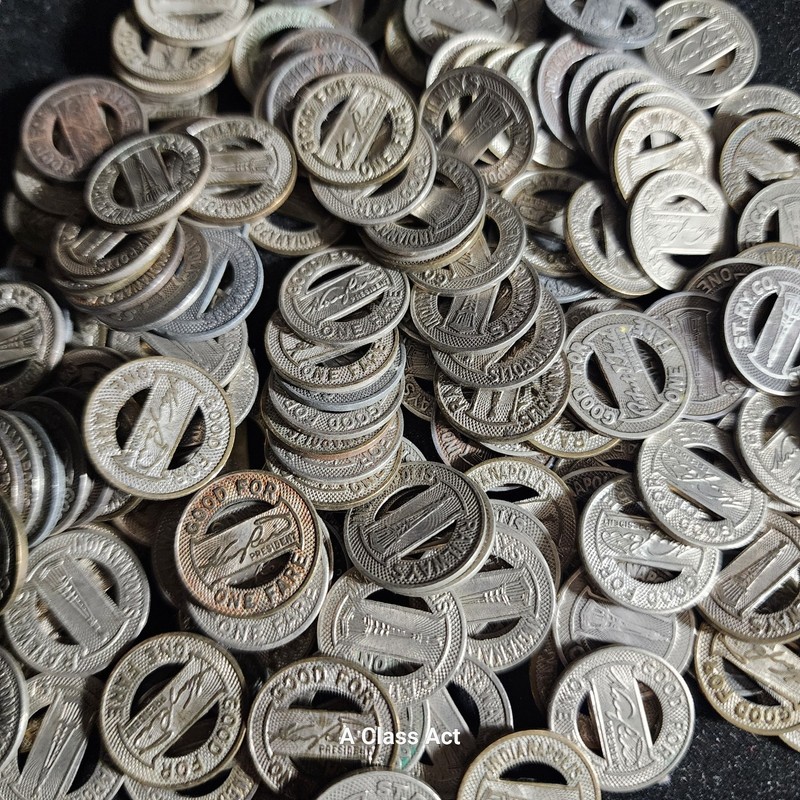 50 Vintage Indianapolis Indiana Railways transit tokens. IN 460 W. Our B1793