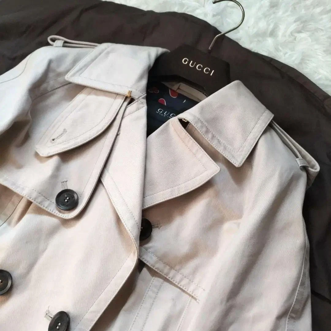 GUCCI Flora Bamboo Trench Lungo Cintura Fodera Cuore Beige Taglia M Ottimo JP