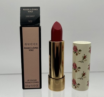 GUCCI Rouge A Levres Voile Eadie Scarlet 502 Lipstick Sheer Lip Colour 0.12 NIB