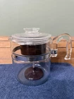 Vintage Pyrex 7759 Flameware 6-9 Cup Coffee Percolator. Chip On Lid. Pot And Lid