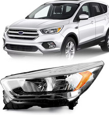 Headlight Assembly Fit for 2017 2018 2019 Ford Escape Halogen Projector Headlamp