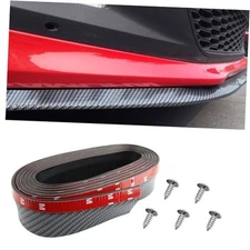 7.64Ft Car Front Bumper Lip Spoiler with Self-Adhesive,Rubber Carbon Fiber