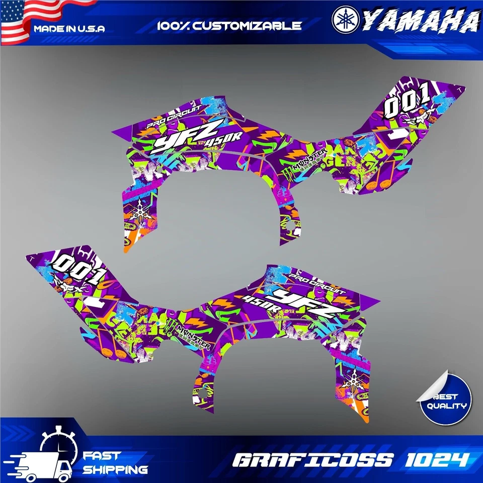 Graphics Kit for YAMAHA YFZ 450R 2014-2023 Fits Yamaha YFZ450R full kit yfz450r - Image 2 of 4