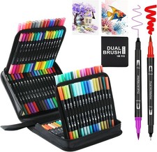 100 Colors Dual Brush Marker Pens, Marker Set, Artist Fine and Brush Tip Mark...