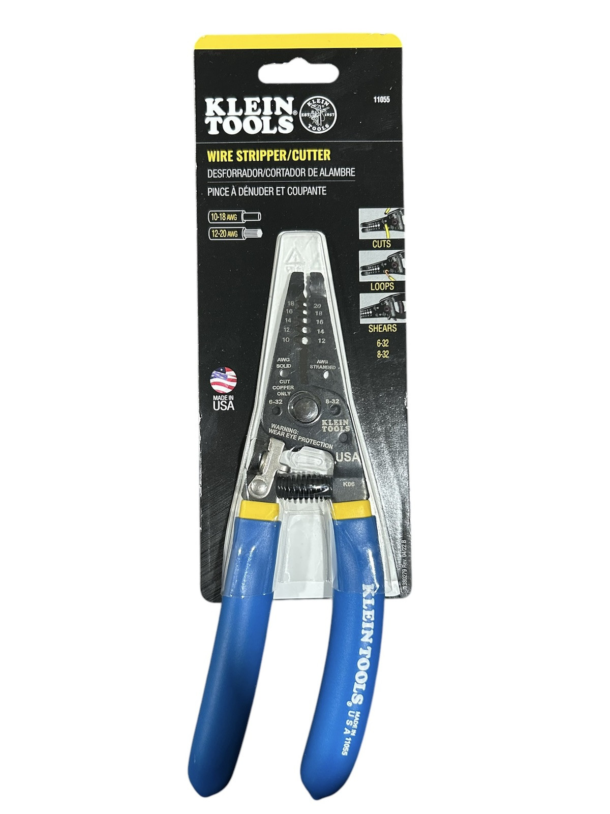 Klein 11055 Wire Stripper and Cutter with 6-32 and 8-32 Threads