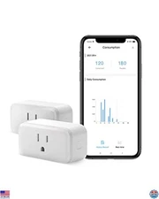 WiFi Smart Plug 15A with Energy Monitoring, Works with & Google Home (2-Pack)