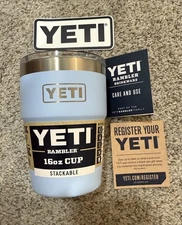 YETI Rambler 16 oz Stackable Cup Big Sky Blue Retired Limited Edition Fast Ship