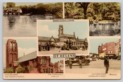 St Helens Town Hall Parish Church Victoria Park England Postcard