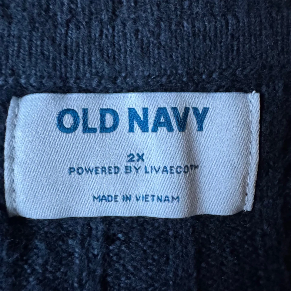 Old Navy Ribbed Knit Sweater Dress Long Sleeve Crew Neck Dark Blue Women Size 2X - Image 4 of 4