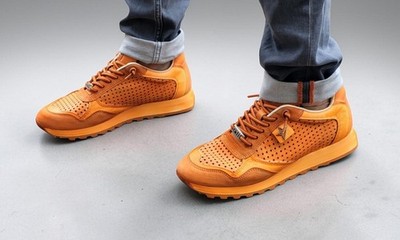 Cetti Schuh C-848 Used Tin Ambar orange Echtleder Herren Sneaker Wechselfußbett