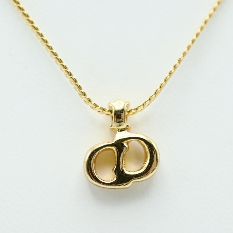 K04-k077 Christian Dior CD logo rhinestone GP necklace gold