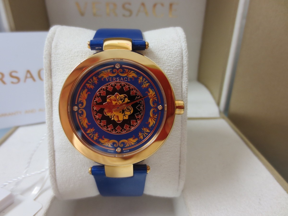 New Versace Mystique Foulard VK603 0013 Gold Tone Pink Quartz Diamond 38MM Watch Versace Women main image 2