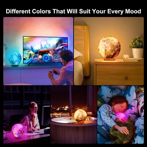 Moon Lamp, LOGROTATE 16 Colors LED Night Light 3D Printing Moon Light with Stand - Picture 7 of 7