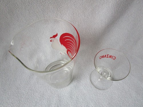 CINZANO Glas Pitcher mit Ausguss Glas-Krug mit Rezepten Hahn und 1 Glas Single - Picture 3 of 6