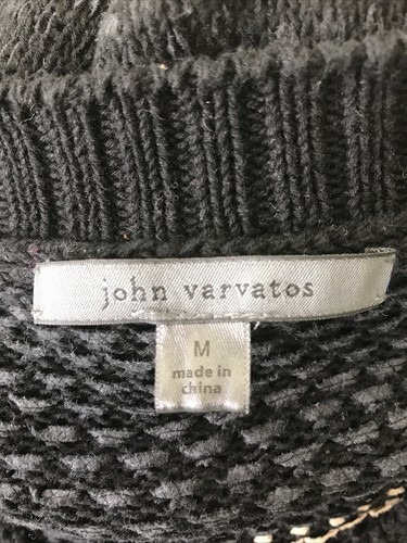 Men’s John Varvatos jacquard stripe Knit Long Sleeve V-Neck Sweater Size M - 第 11/12 張圖片