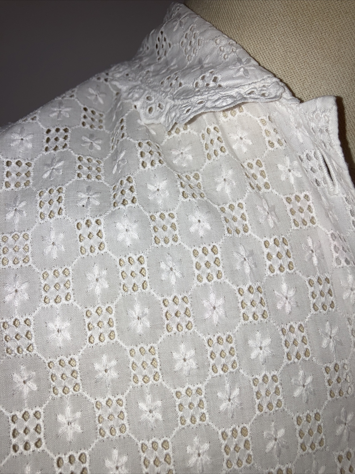 Rare Vintage St Michael 1950s White Cotton Cap Sleeve Lacey Blouse, 34" Bust 2