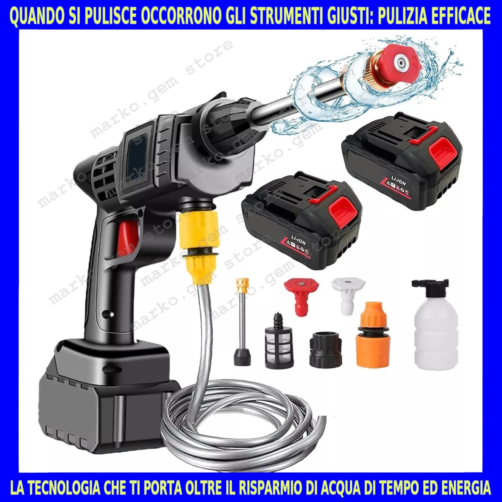 Offerta Idropulitrice Portatile 2 Batterie - Lavaggio Auto Casa Moto